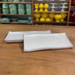 PRATO RETANGULAR CERÂMICA BEGE