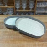 BANDEJA GRAFITE METAL E MADEIRA