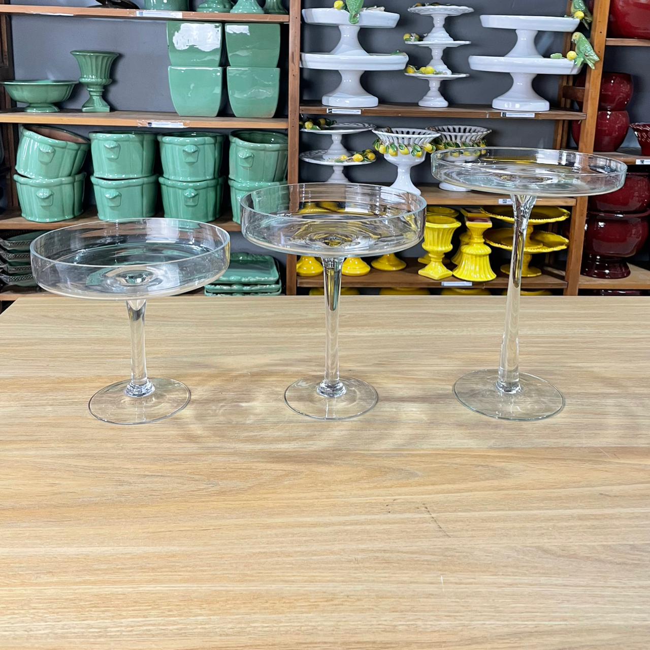 PRATO COM PÉ VIDRO ALTO