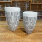 VASO CERÂMICA BRANCO E PRETO ETNICO