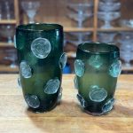 VASO VIDRO VERDE COM FLORES