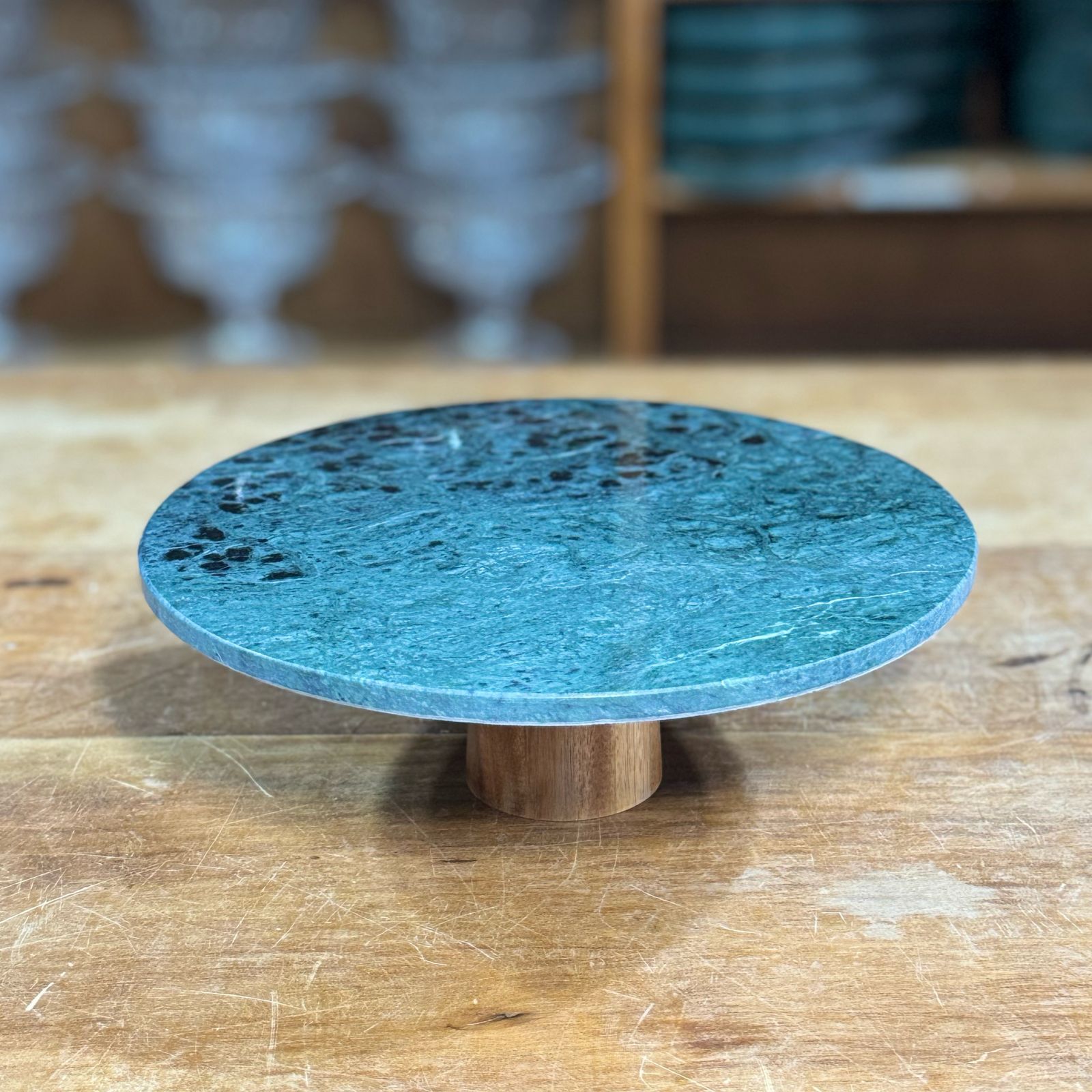 PRATO DE BOLO MARMORE VERDE